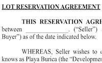 Lot Reservation Agreement